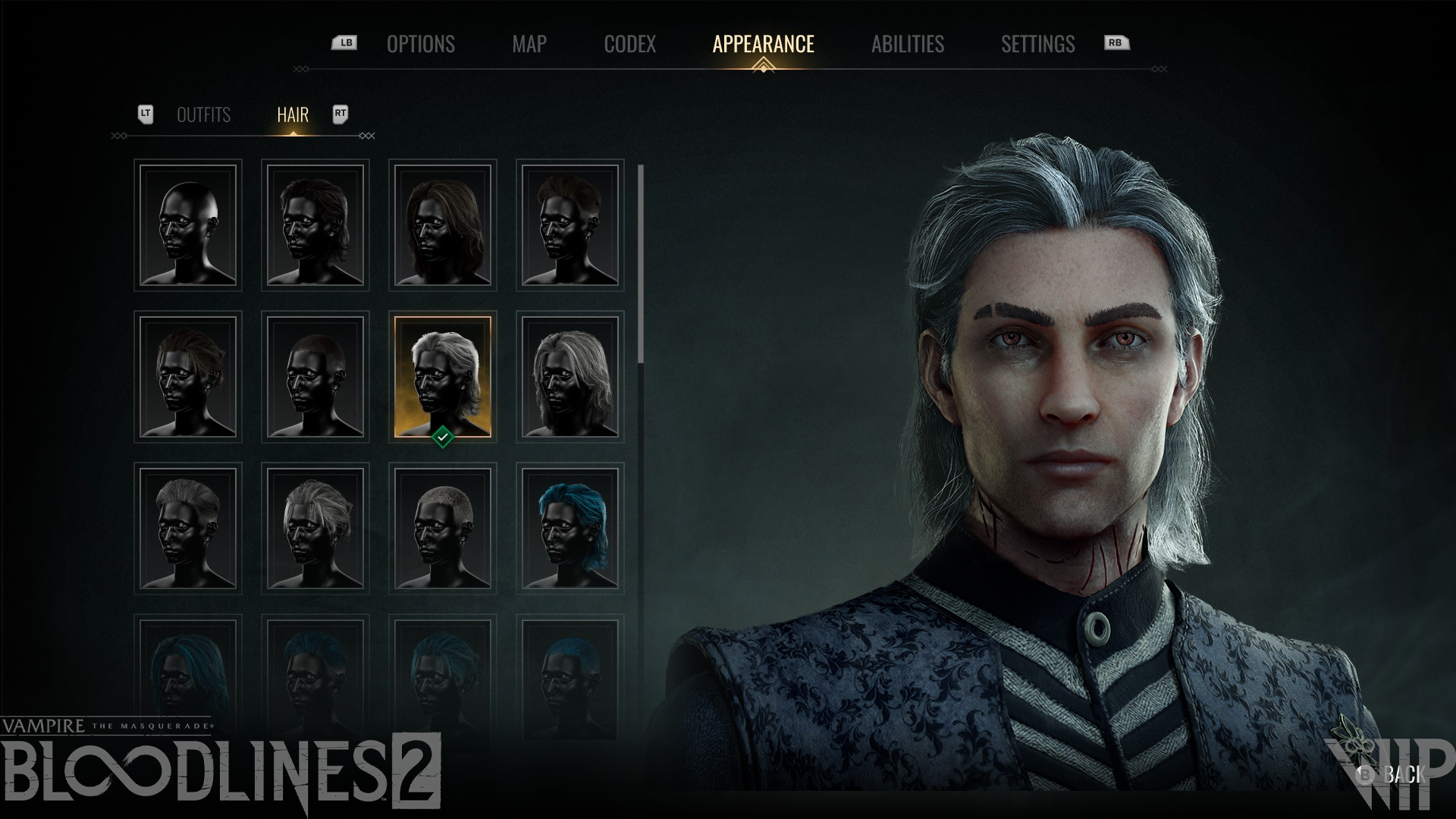 NEWS – Vampire : The Masquerade – Bloodlines 2 : Le nomade 10 11. Interface utilisateur de sélection de cheveux dans le jeu