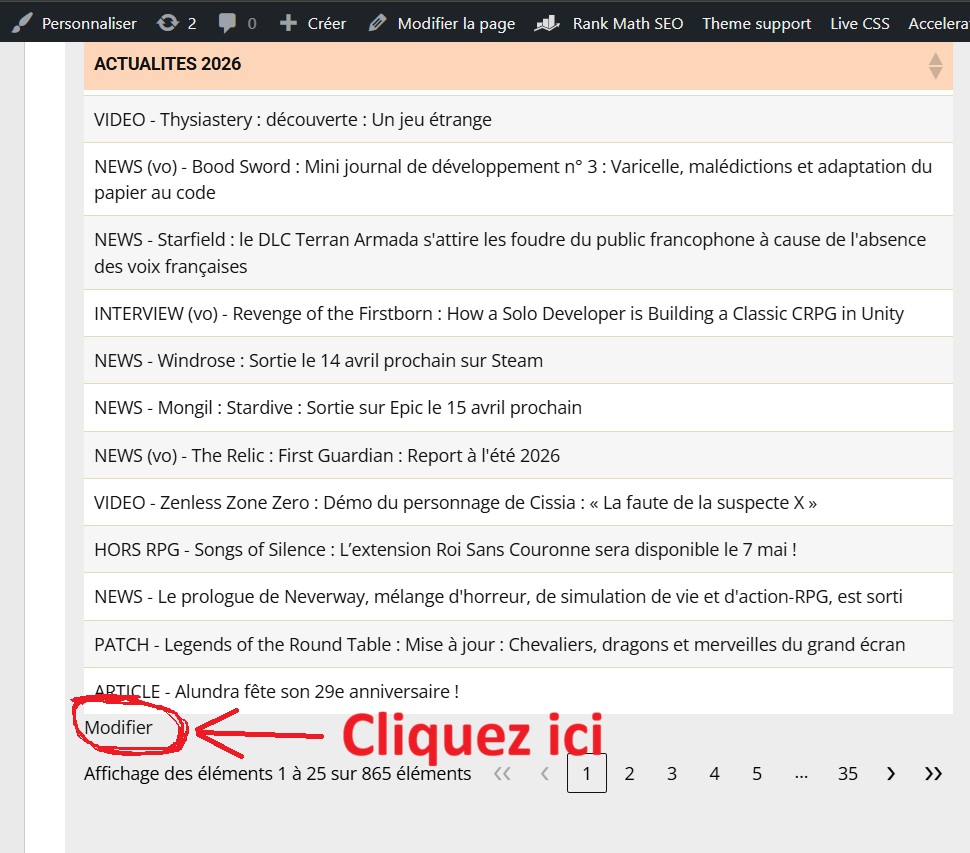 Ajouter vos actualités d'ailleurs 1 Utilisation tablepress 00