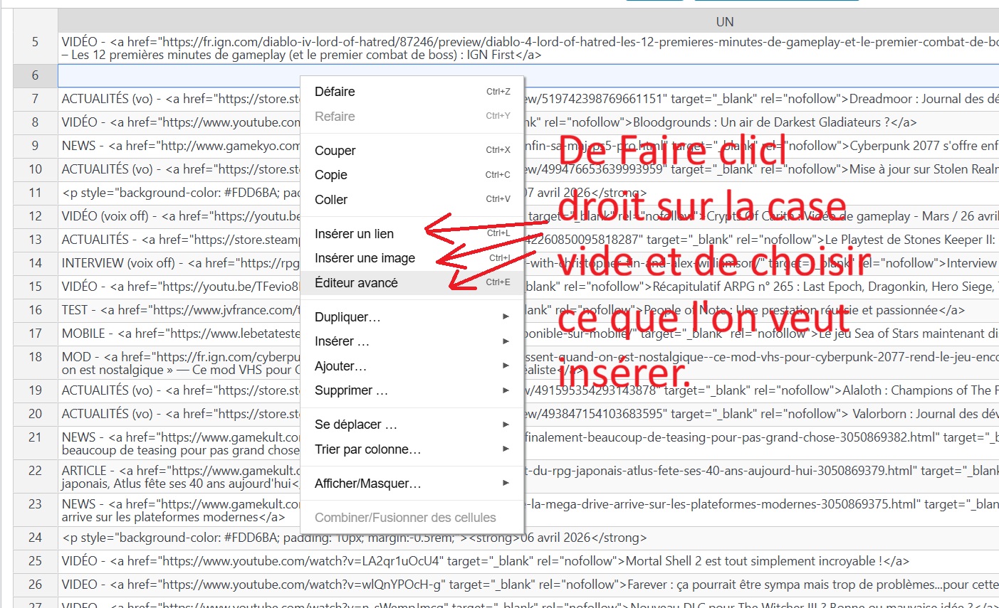 Ajouter vos actualités d'ailleurs 3 Utilisation tablepress 02