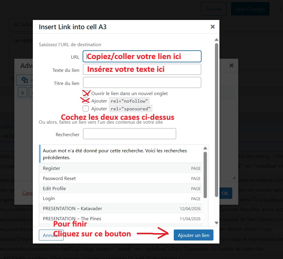 Ajouter vos actualités d'ailleurs 5 Utilisation tablepress 04