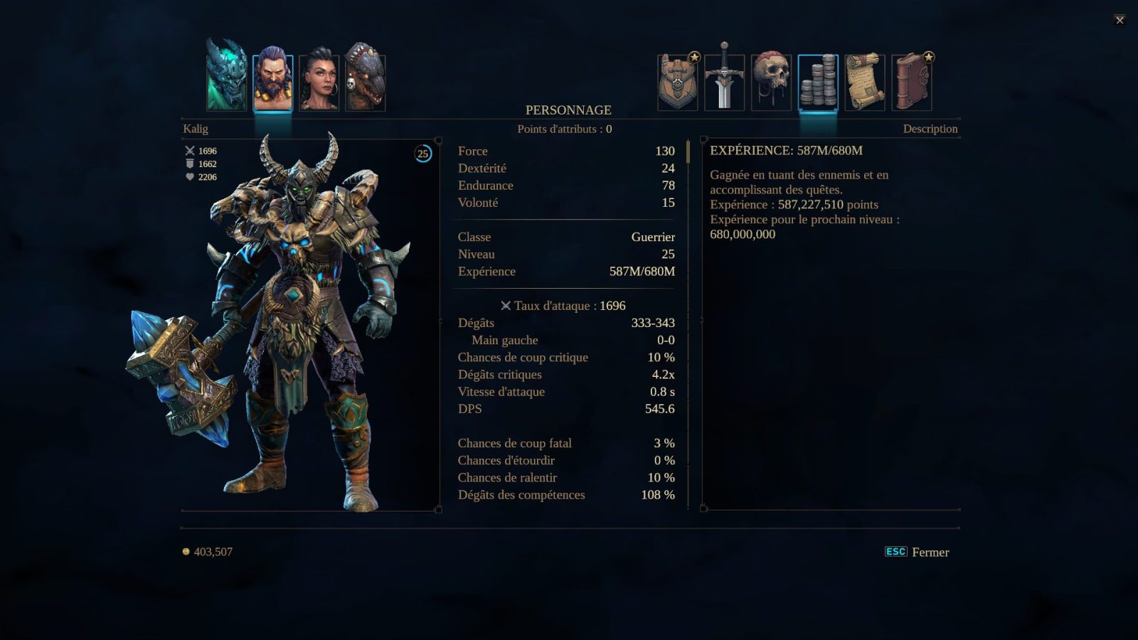 Les Royaumes Hérétiques 31 SHADOWS AWAKENING FICHE PERSONNAGE | RPG Jeuxvidéo