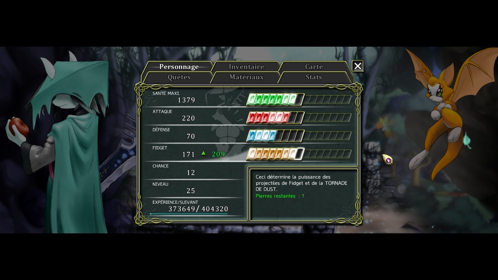Dust - An Elysian Tail, un jeu plein de charme ! 34 DUST FEUILLE PERSONNAGE | RPG Jeuxvidéo