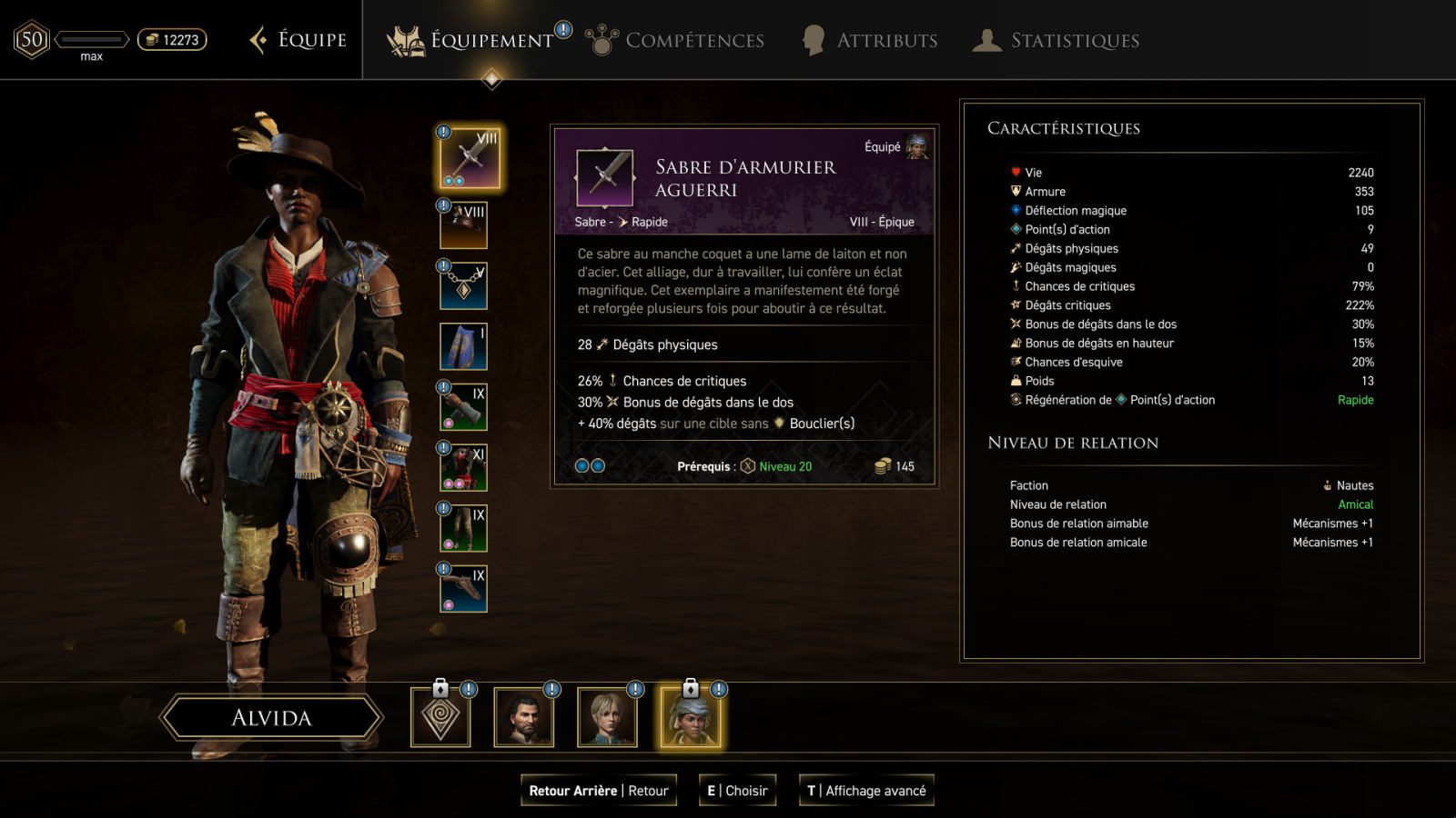 GreedFall - The Dying World 22 Greedfall The Dying World Ecran equipement 1 | RPG Jeuxvidéo